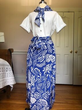 Vintage Silk Floral Skirt Set